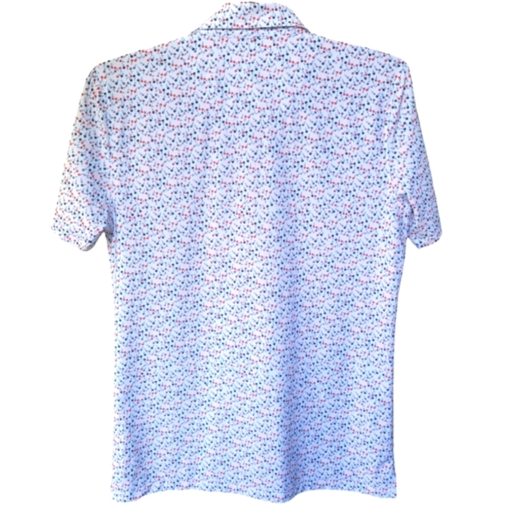 G/FORE Men's Polo Shirt - White with Red and Blue Pattern - Picture 3 of 16